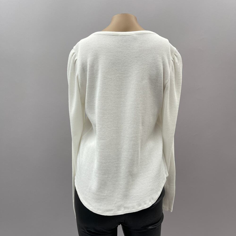 Paige Daniella Long Puff Sleeve Henley Top Ivory White Women's Size Small - Picture 7 of 13
